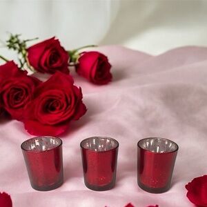 Red Glass Tealight Candle Holders Set of 3